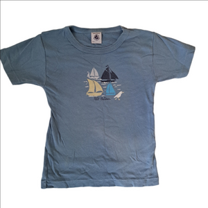 3/15$ Petit Bateau Blue Kids T-Shirt with Sailboat Print
